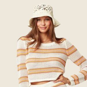 L Space Cream Crochet Knit Retro Bucket Hat